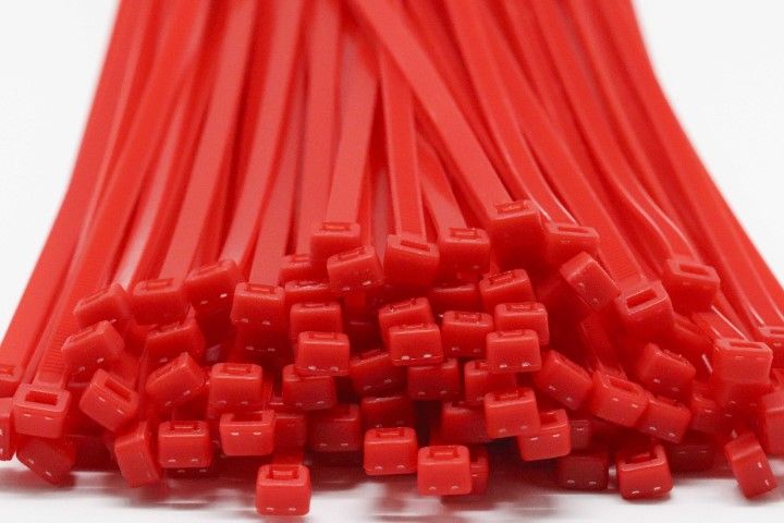 7.6mm x 200mm Red Cable Ties 100pcs